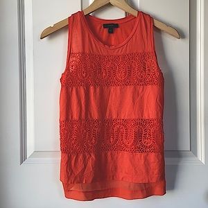 J Crew Orange Crochet Insert Tank Top Sz XXS